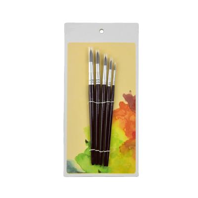 China High Quality Artist Drawing Brush Set 5pcs Pony Hair Wooden Handle Acrylic Watercolor Brush Oil Painting for sale