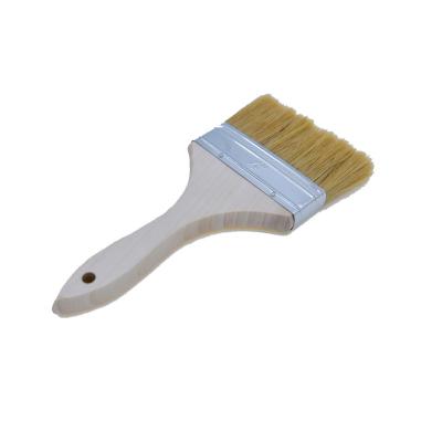 China 4 Inch Painting Decoration Tools Wholesale Wooden Wall Paint Brush Handle Wooden Flat Paintbrush for sale