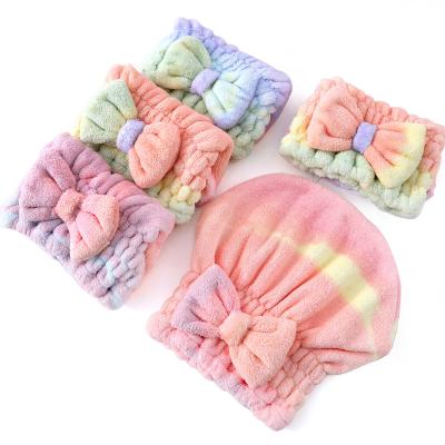 China Viable Wholesale Colored Coral Velvet Hair Drying Cap Shower Bath Dry Hair Towel For Women for sale