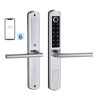 China Udohow Style Wooden Waterproof European Blue Tooth Fingerprint Lock Electronic Smart Door Lock For Aluminum Door for sale