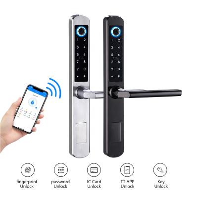 China Udohow Narrow Types Wooden Door Sliding Security App Control Smart Fingerprint Aluminum Door Lock for sale