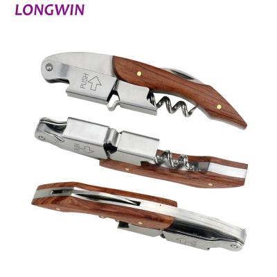 China Sustainable Double Hinged Rose Wine Opener Stainless Steel Handle Wine Corkscrew Sommelier Corkscrews for sale