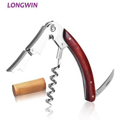 China Sustainable Double Hinged Rose Wine Opener Stainless Steel Handle Wine Corkscrew Sommelier Corkscrews for sale