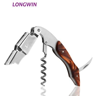 China Viable Double Hinged Resin Handle Openers Stainless Waiter Wine Corkscrew Sommelier Corkscrews for sale