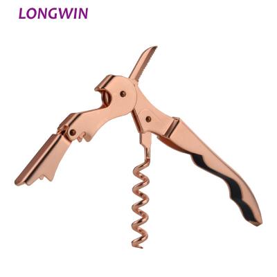 China Rose Gold Disposable Stainless Sommelier's Corkscrew Server Friends Twist Wine Opener for sale