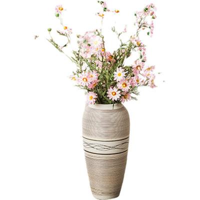 China Minimalist Vintage Ceramic Vase Flower Pot In Plain Natural And Rough Color for sale