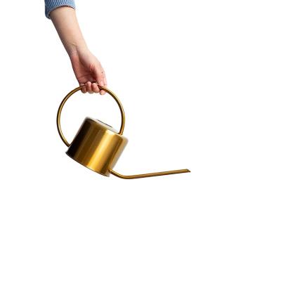 China Luxury Golden Flower Stainless Steel Spout Garden Long Flower Irrigate Watering Kettle for sale