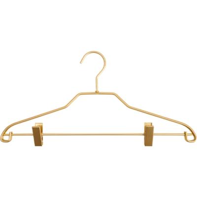 China Morden Luxury Rustproof Clothing Store And Home Durable Aluminum Hanger With Clip for sale