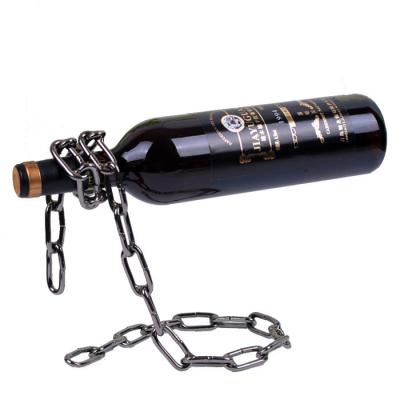 China Sustainable Suspension Iron Chain And Creative Rope Red Wine Glass Bottle Rack for sale