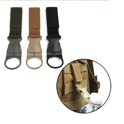 China Lightweight Outdoor Nylon Molle Webbing Water Bottle Hanger Hook Carabiner Buckle Black for sale