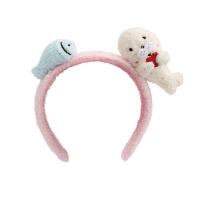 China Wholesale ; Cute Gift Seal Stuffed Sea Animals Headband For Women Makeup Hair Clasp for sale