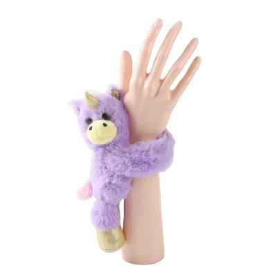 China Purple Unicorn Wrist Band Plush Toy Slap Bracelet Pretty Gift Promotional Gifts for sale