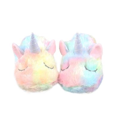 China Custom Plush Factory Plush Rainbow Unicorn Animal Slipper Plush Doll Toy for sale