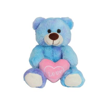 China Gift Valentine's Day Rainbow Teddy Bear With Heart Plush Soft Stuffed Toy for sale