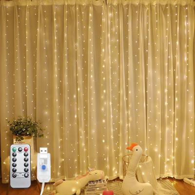 China 6.6FT Light Fairy Twinkle Christmas Curtain String ANPU Remote USB Dimmable LED Cool White Light 8