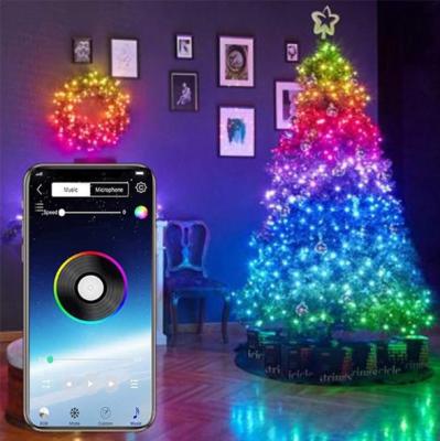 China Christmas Music Waterproof RGB WIFI APP Control LED Fairy Lights Smart Copper Wire String Light for sale