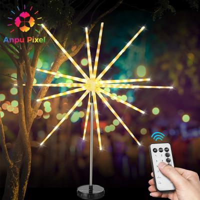 China ANPU LANDSCAPE 3D Starburst Pixel Fairy Christmas Lights Outdoor Firework Meteor Lights For Bedroom Decorations Optional Ground Stake for sale