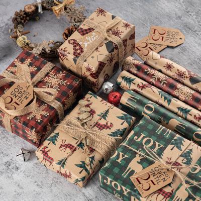 China Moisture Proof Drop Shipping Christmas Design Custom Printing Roll 76cm*310cm/roll Green and Red Paper Printer Gift Wrapping Paper Packaging for sale