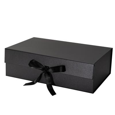 China Recyclable in store black 14x9x4 inch birthday holiday party gift box Luxury folding papel de regalo de caja de embalaje gift box for sale