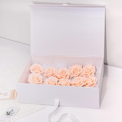 China Recyclable Rose Gold Luxury Magnetic Gift Package Paper Basket Box With Ribbon Custom Size Luxury Gift Box for sale