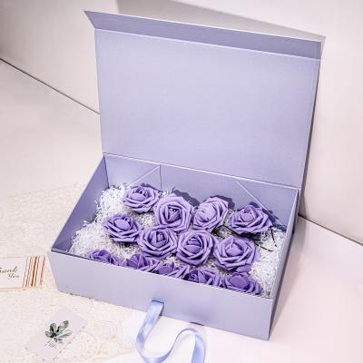 China Recyclable For Valentine's Day Gift Lipstick Necklace Luxury Rose Soap Flower Valentine Purple Rose Gift Box for sale