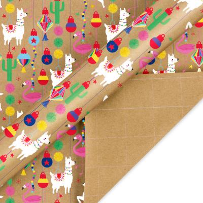 China Wholesale Moisture Proof Xmas Wrapping Paper 30 Inch 10 Feet Xmas Alpaca Carta DA Imballaggio Color Cartoon Light Bulb Christmas Wrapping Paper for sale