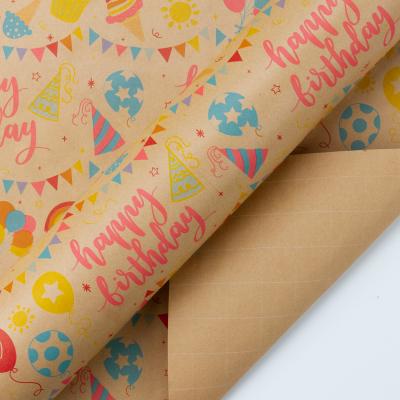 China High Quality Recycled Materials Gift Wrapping Paper For Birthday Papel De Embrulho Personalizado Gift Wrap 30inch 10ft for sale