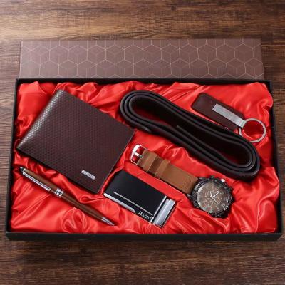 China Classic Waterproof Fashion Waterproof Fashion Personality Gift Box Watch+Belt+Key chain+Pen+Fashion Gift Box 5 Pcs Set for sale