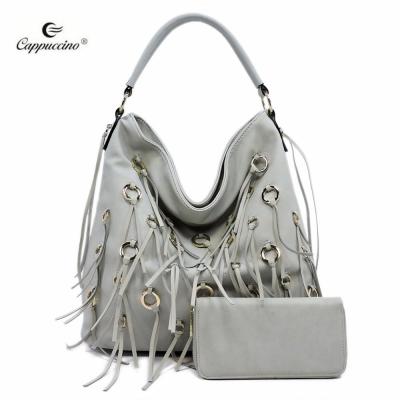 China TOGGLE BAG Fashion Leather Women Handbag Set 2 Shoulder Bag and Wallet Tote Bag Set for sale