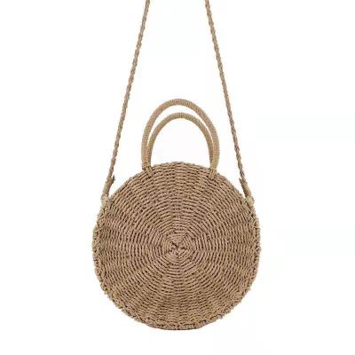 China Natural Fashion Beach Straw Round Bucket Bag Hot Selling Eco-friendly Handbag for sale