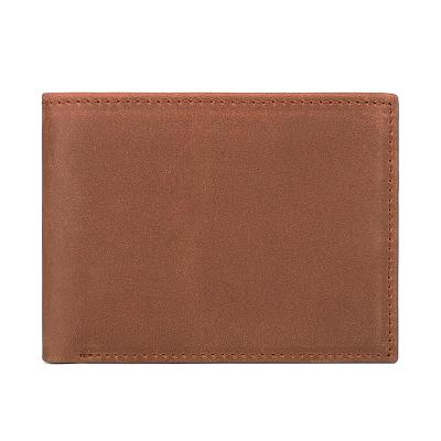 China Cappuccino RFID Genuine Leather Casual Short Wallets Men's Slim Purse Wallets for sale