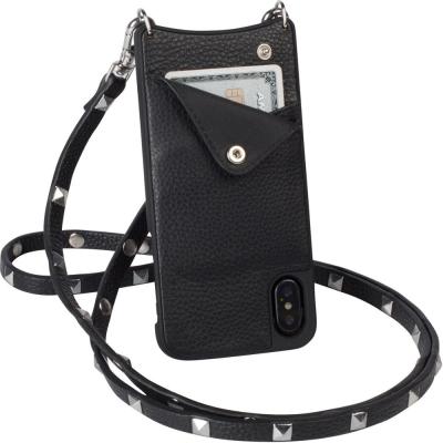 China Shockproof Luxury Genuine Leather Phone Cases With Strap And Wristband Holder Neck Strap Max Compatible Phone Xs For Credit Cards for sale