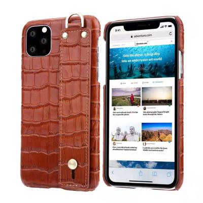 China New High Quality Crocodile Embossed Leather Cell Phone Case For I Phone 11 With Handle CAP20191116A for sale