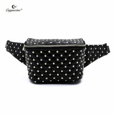 China Practical Women's Stylish Fanny Pack Waist Bag Stylish Travel Cell Phone Stitched Bag Stitched Faux Leather Waist Bag for sale