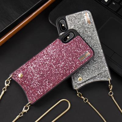 China Waterproof 2021 Women Shinny Glitter Bling Diamond Phone Case Tpu PC And Rhinestone Bumper Glitter Cover For Iphone Xs Max for sale