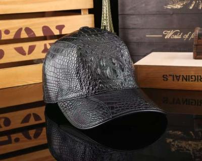 China 2021 Luxury Hot Selling Crocodile Fashion Leather Siamese Hat Skin Adjustable Baseball Cap Custom Made for sale