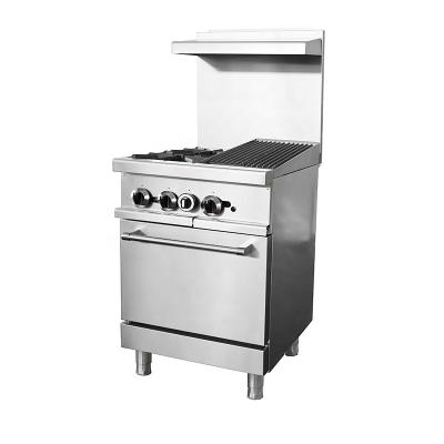 China Deli Commercial 4 Burner Free Standing Gas Cooker With BBQ Grill And Oven for sale