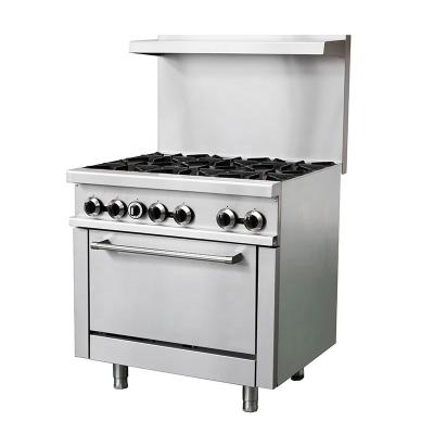 China Deli Factory Commercial Industrial Gas Stove Kitchen 6 Burner Energy Saving Cooking Range for sale