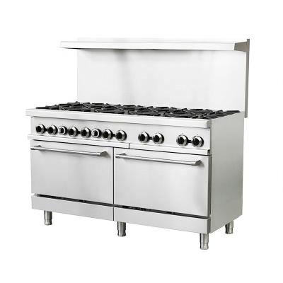 China Deli Kitchen Equipment Stainless Steel Cooker 10 Burner Gas Stove Commercial Standing Gas Stove with Oven for sale