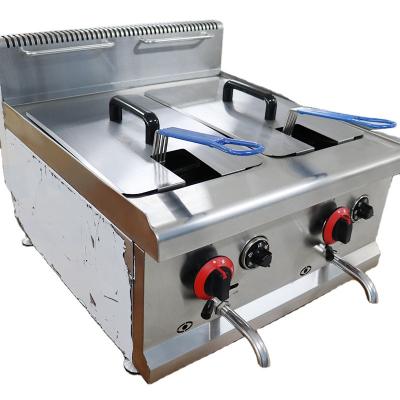 China Single-cylinder 2-tank tabletop deli gas deep fryer for sale