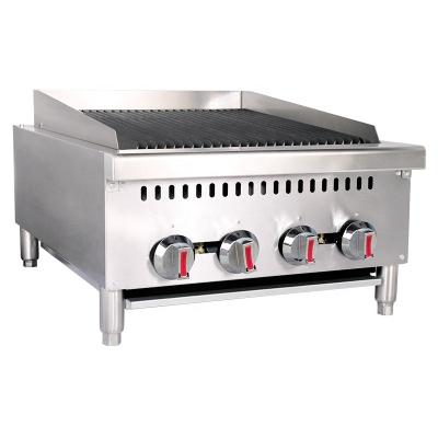 China Deli Style American Commercial Kitchen Equipment Heavy Duty Stainless Steel 12 Inch Gas Charbroiler BBQ Gas Grill for sale