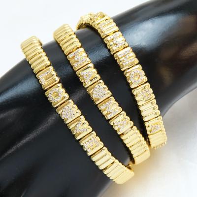 China TRENDY DIY Design Gold Beads Bracelets 18K Gold Plated Letter Bracelet Fashion Jewelry Beaded Bracelets 52169 for sale