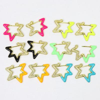 China Fashionable wholesale earrings enamel jewelry 51509 summer colors zircon jewelry rainbow colors earrings for sale