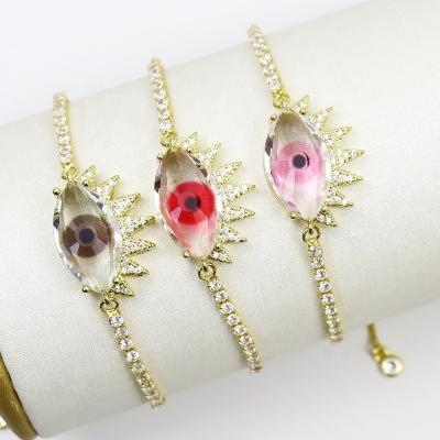 China 2021Popular Fashionable Natural Zircon Crystal Eye Bangles Waist Size Bangles For Women Gift Luxury Jewelry 51687 for sale