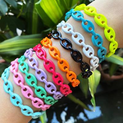 China 2021 Trendy trendy rainbow pig nose cuff bracelets jewelry acceessories jewelry for women summer color jewelry women bracelet 51739 for sale