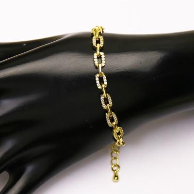 China FASHIONABLE Popular Hot Selling 18K Gold Plated Ladies Punk Style Zircon Chain Bracelet for sale