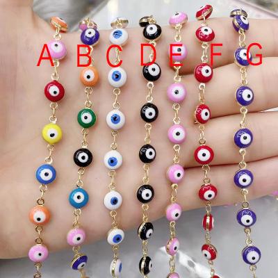 China FASHION mix colors mix colors18K plated roll chain jewelry accessories for jewelry romping 9869 eye beads chain accessories for sale