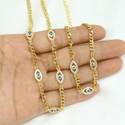 China Fashion colorful eye chain necklace bracelet jewelry, hot enamel eye bracelet necklace chain choker jewelry for sale