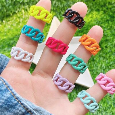 China 2021 Latest TRENDY Rainbow Colors Wire Chain Rings Brass Complaint Rings Summer Multi Color Rings Jewelry Gift For Lady 51677 for sale