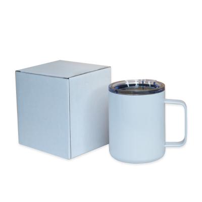 China 10oz Viable Thermal White Transfer Square Handle Stainless Steel Coffee Tumbler Mugs Sublimation Blanks Stainless Steel Vacuum Tumbler for sale